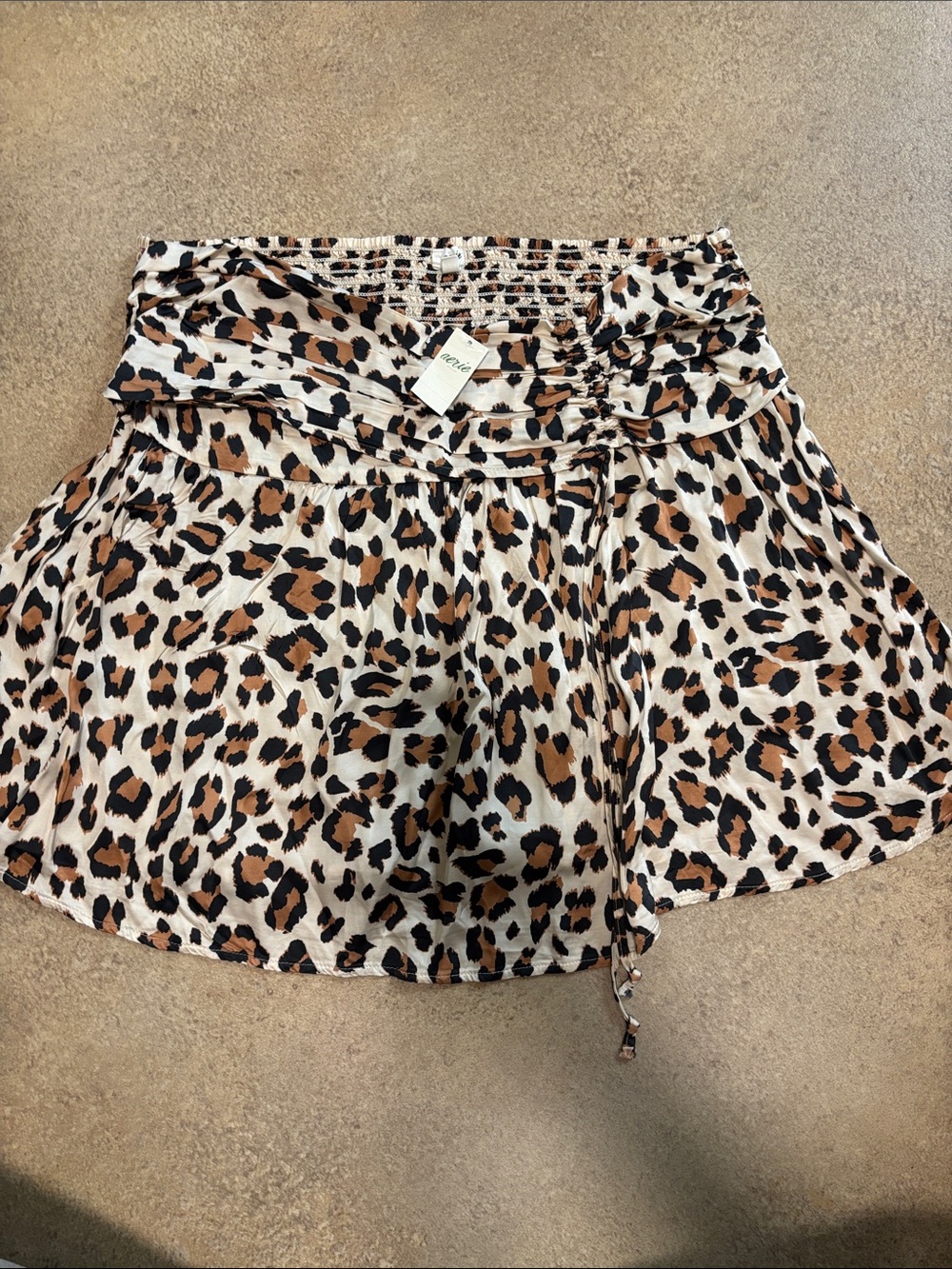 aerie Leopard Print Tiered Mini Skirt - Tan/Black/Cream